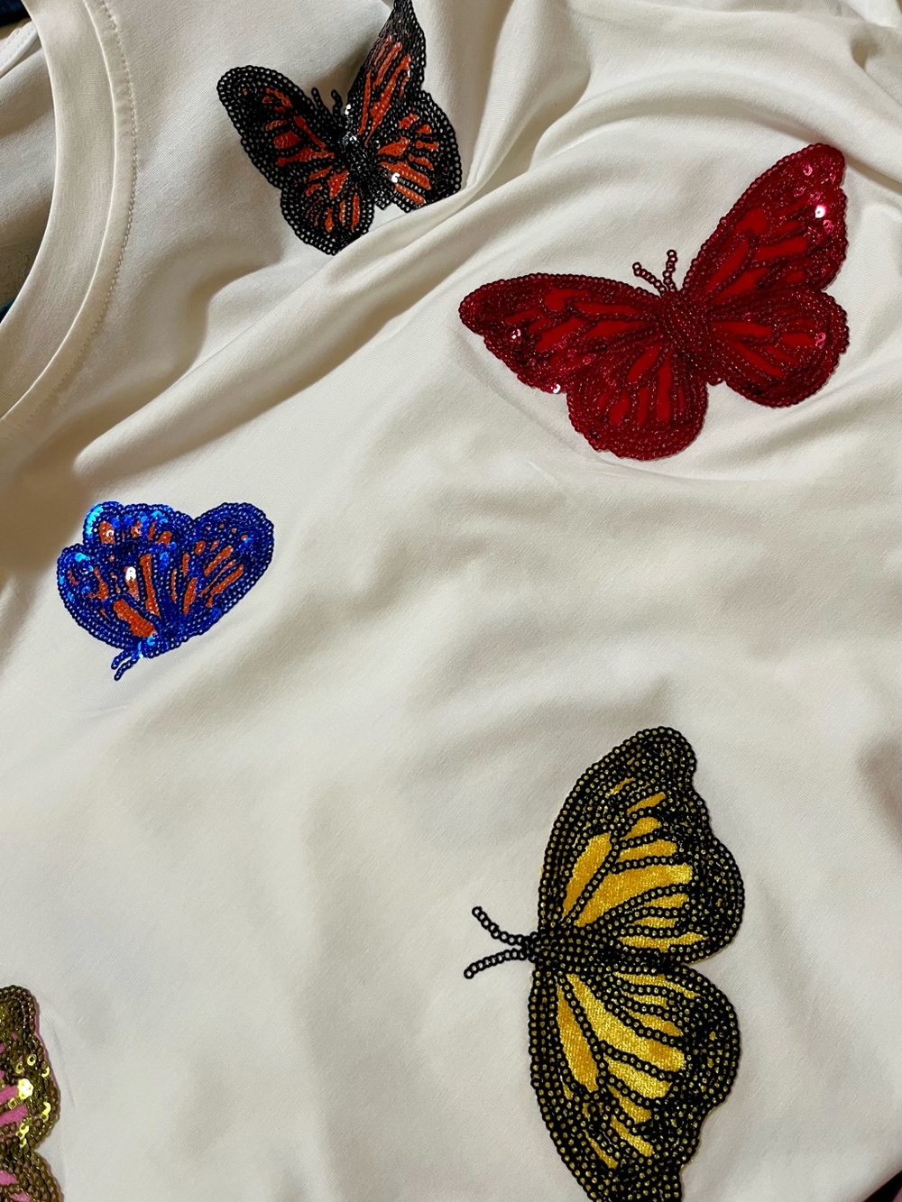 Queen of Sparkles NWT Butterfly Tee. Size Large short sleeve colorful - Picture 8 of 13